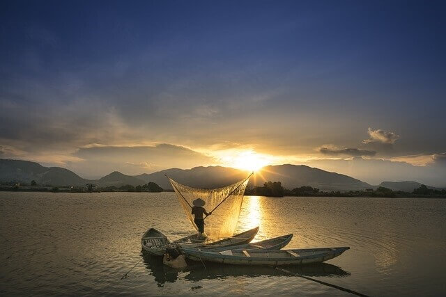 sunset am mekong, vietnam